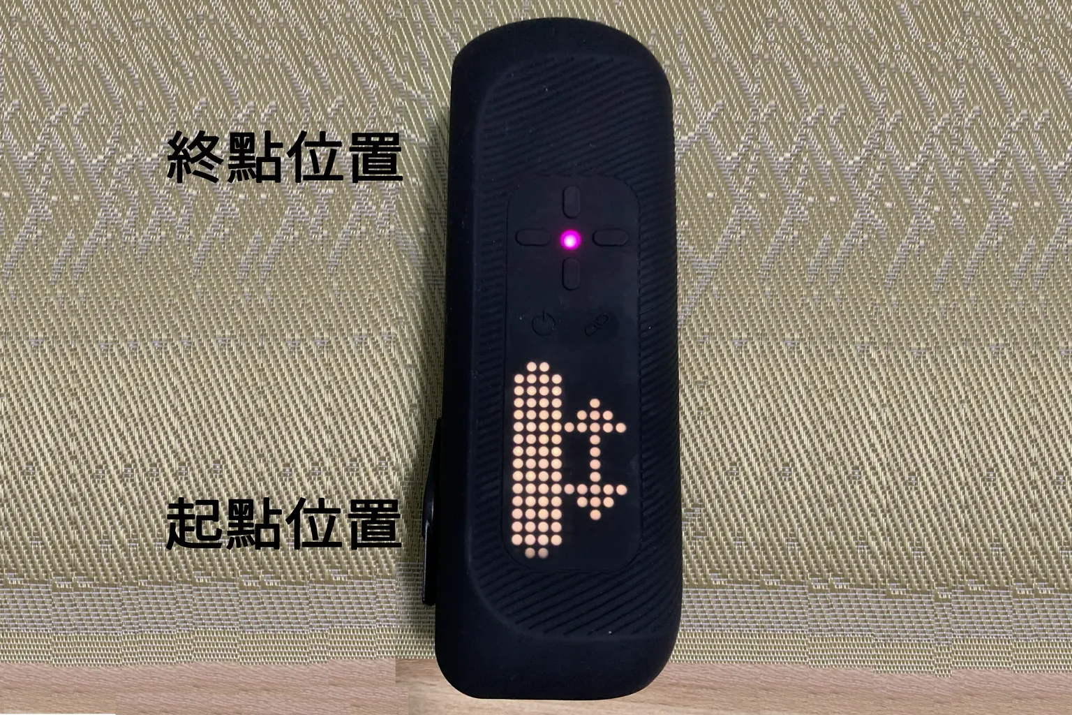 The Handy 2 Pro 機身點陣圖顯示設備動作範圍,標示終點位置與起點位置。