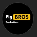 Pig Bros Productions 的黑底黃色品牌標誌,用於代表其虛擬角色與系列作品。