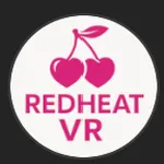 RedHeatVR 的白底粉色雙櫻桃品牌標誌,用於代表其虛擬角色與影片系列。