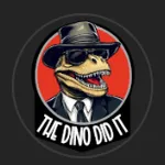 內容創作者 TheDinoDidIt 的標誌,顯示戴帽子的恐龍角色圖像
